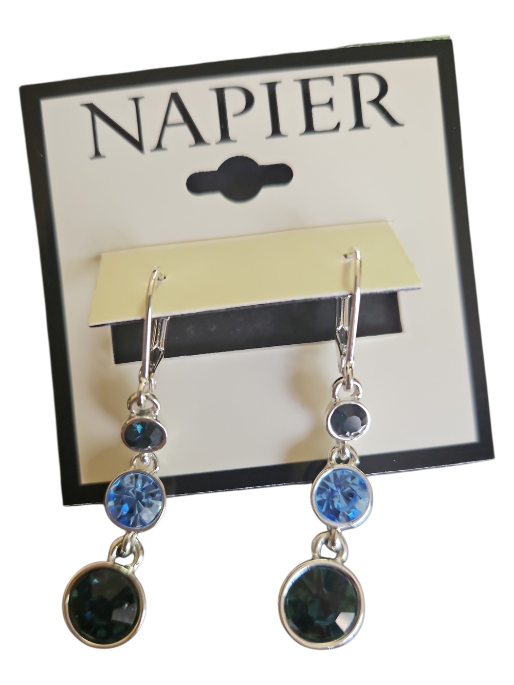 Napier Triple Drop Earrings Silver-Tone Blue Green